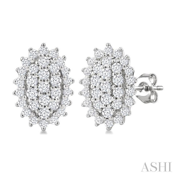 ASHI Oval Shape Petite Cluster Diamond Fashion Earrings 640T7PPTSERWG-OV