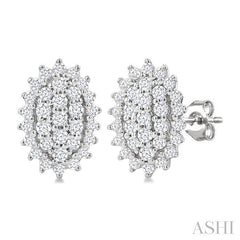 ASHI Oval Shape Petite Cluster Diamond Fashion Earrings 640T7PPTSERWG-OV