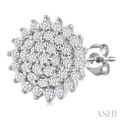 ASHI Round Shape Petite Cluster Diamond Fashion Earrings 640T7PPTSERWG-RD