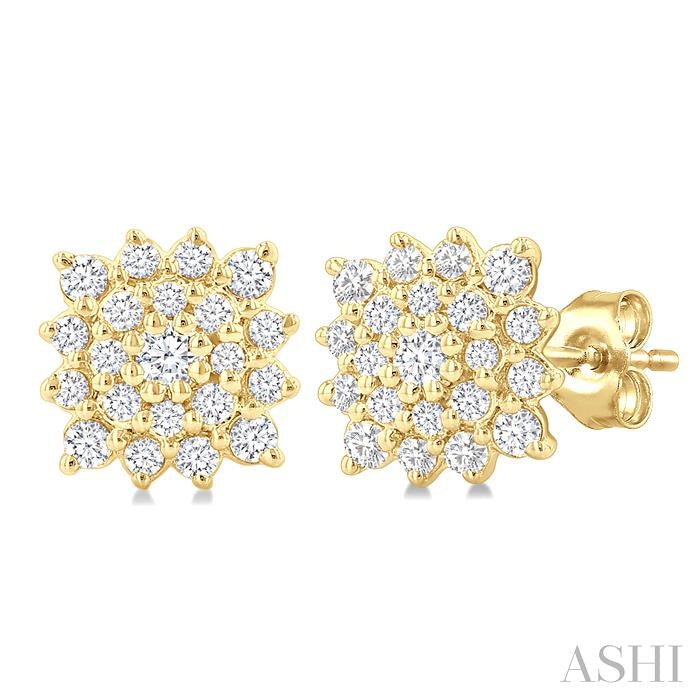 ASHI Cushion Shape Petite Cluster Diamond Fashion Earrings 640T7PPTSERYG-CU