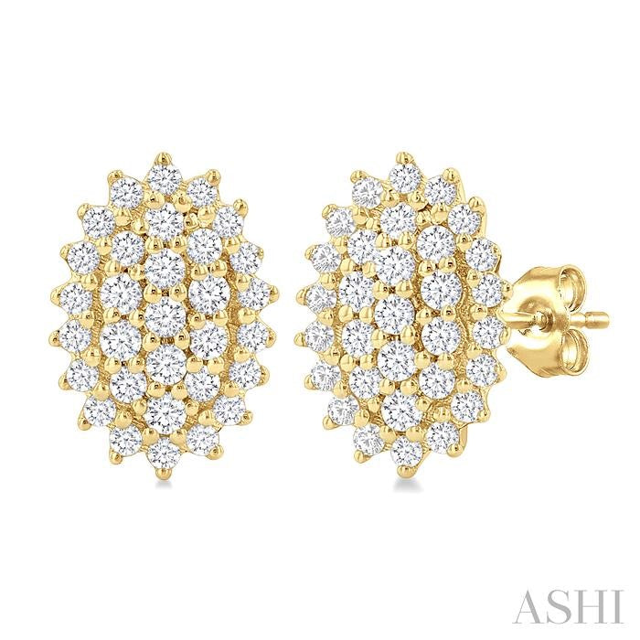ASHI Oval Shape Petite Cluster Diamond Fashion Earrings 640T7PPTSERYG-OV