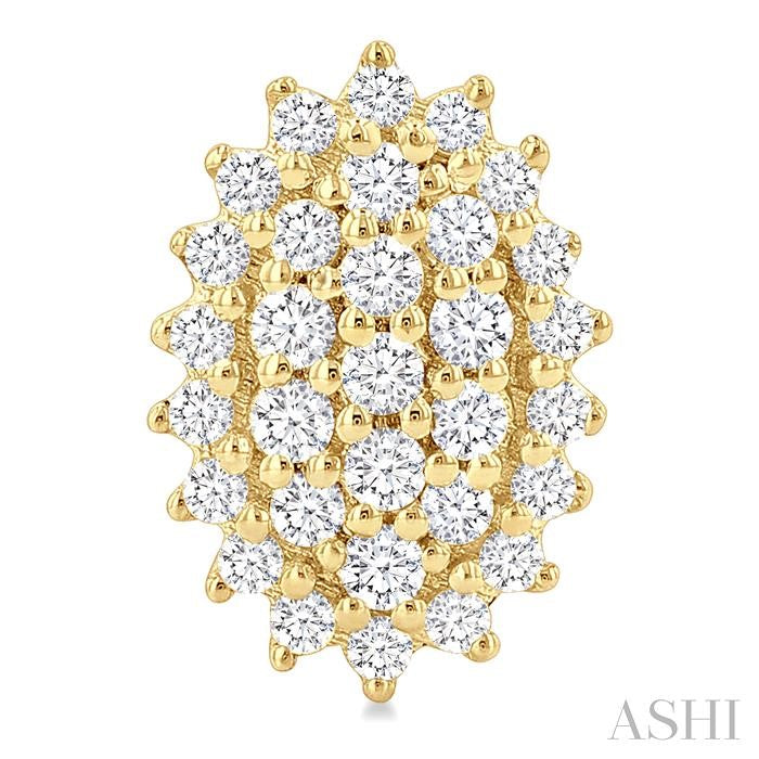 ASHI Oval Shape Petite Cluster Diamond Fashion Earrings 640T7PPTSERYG-OV