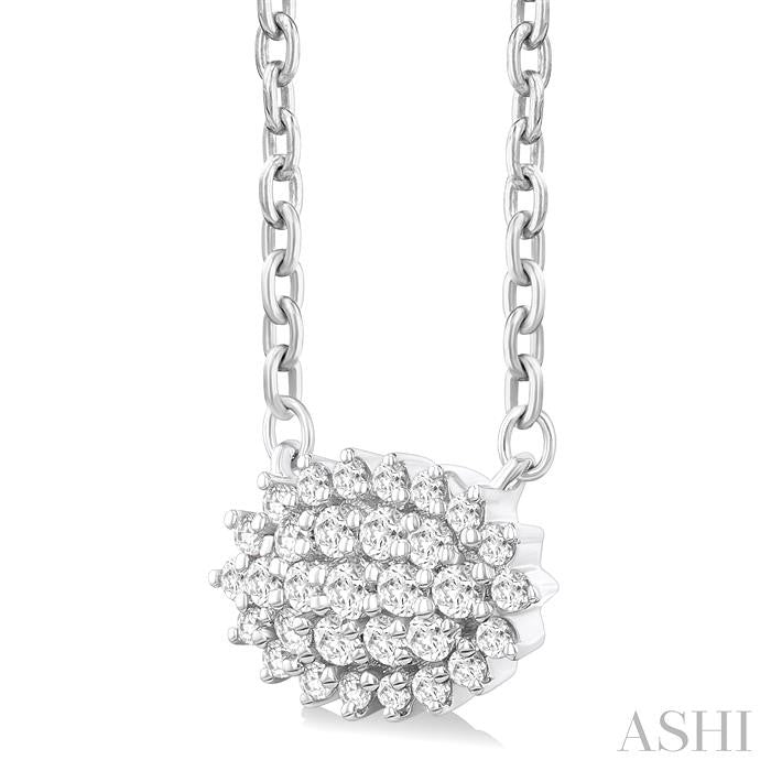 ASHI Oval Shape East-West Petite Cluster Diamond Fashion Pendant 640T8PPTSPDWG-OV