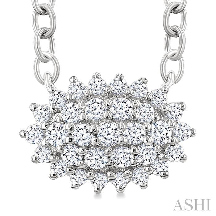 ASHI Oval Shape East-West Petite Cluster Diamond Fashion Pendant 640T8PPTSPDWG-OV