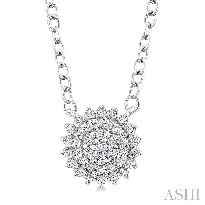 ASHI Round Shape Petite Cluster Diamond Fashion Pendant 640T8PPTSPDWG-RD