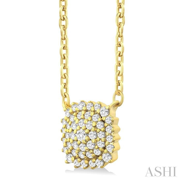 ASHI Cushion Shape Petite Cluster Diamond Fashion Pendant 640T8PPTSPDYG-CU