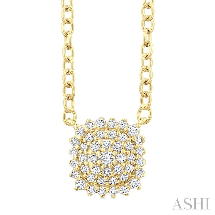 ASHI Cushion Shape Petite Cluster Diamond Fashion Pendant 640T8PPTSPDYG-CU