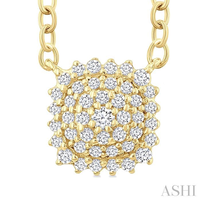 ASHI Cushion Shape Petite Cluster Diamond Fashion Pendant 640T8PPTSPDYG-CU