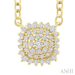 ASHI Cushion Shape Petite Cluster Diamond Fashion Pendant 640T8PPTSPDYG-CU