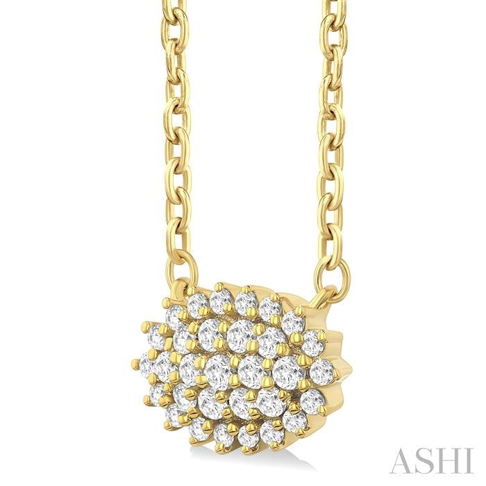 ASHI Oval Shape East-West Petite Cluster Diamond Fashion Pendant 640T8PPTSPDYG-OV