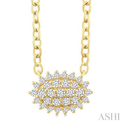 ASHI Oval Shape East-West Petite Cluster Diamond Fashion Pendant 640T8PPTSPDYG-OV