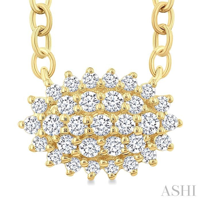 ASHI Oval Shape East-West Petite Cluster Diamond Fashion Pendant 640T8PPTSPDYG-OV