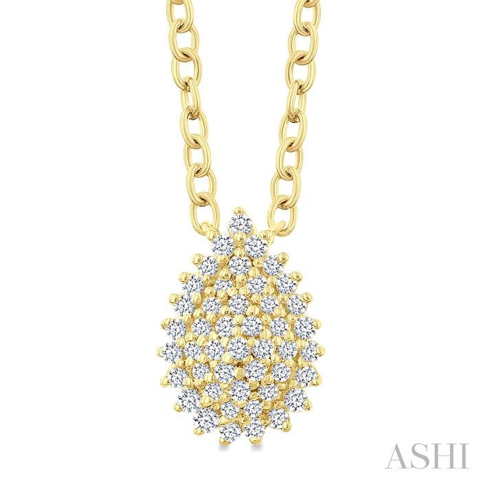 ASHI Pear Shape Petite Cluster Diamond Fashion Pendant 640T8PPTSPDYG-PR