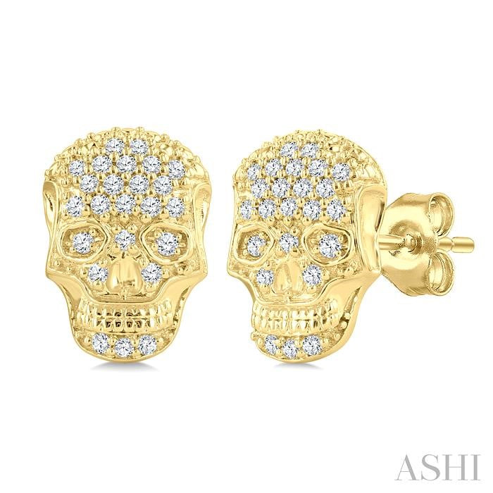ASHI Skull Petite Diamond Fashion Earrings 640V8PPTSERYG