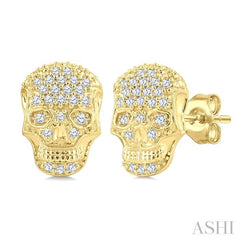 ASHI Skull Petite Diamond Fashion Earrings 640V8PPTSERYG