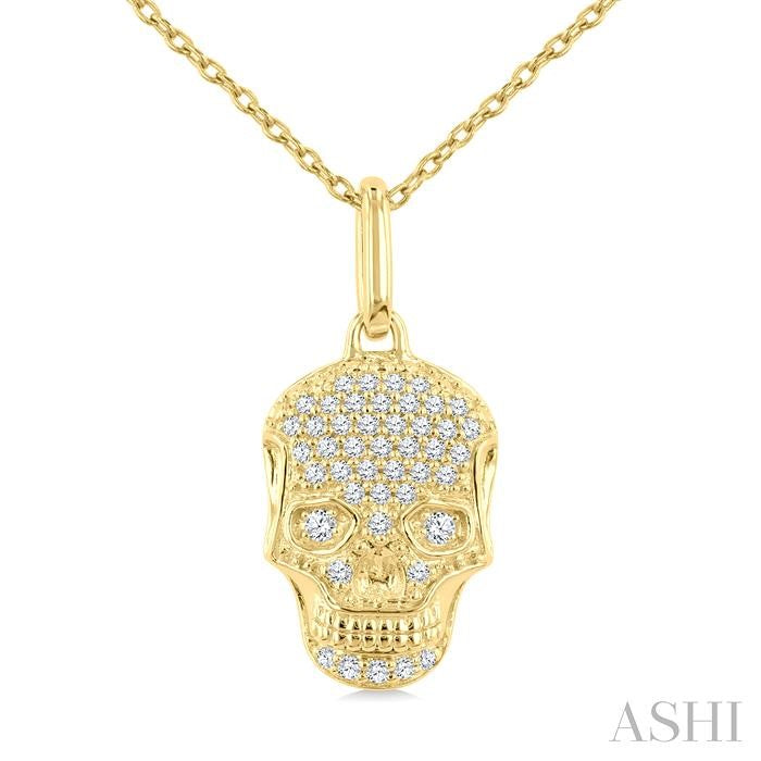 ASHI Skull Petite Diamond Fashion Pendant 640V8PPTSPDYG