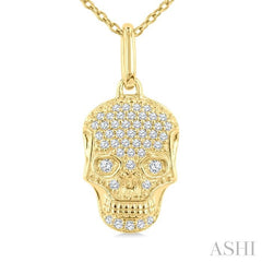 ASHI Skull Petite Diamond Fashion Pendant 640V8PPTSPDYG