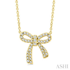 ASHI Bow Petite Diamond Fashion Pendant 640W7PPTSPDYG