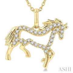 ASHI Horse Petite Diamond Fashion Pendant 641G8PPTSPDYG