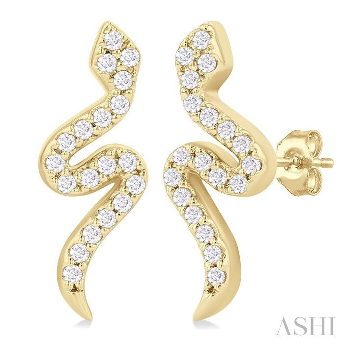 ASHI Snake Petite Diamond Fashion Earrings 641H8PPTSERYG