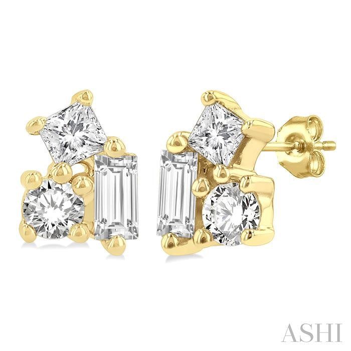 ASHI Scatter Petite Baguette Diamond Fashion Earrings 641J8PPTGERYG
