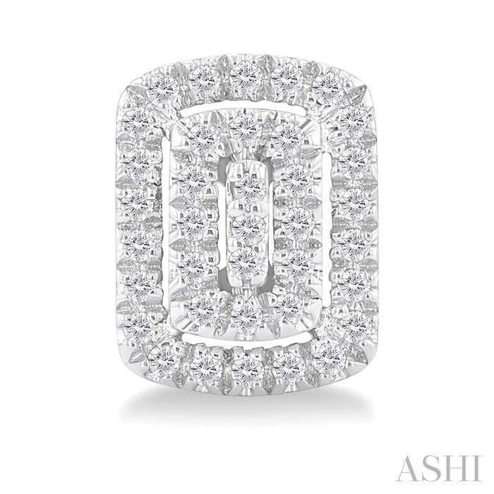 ASHI Emerald Shape Petite Halo Diamond Fashion Earrings 641T7PPTSERWG-OC