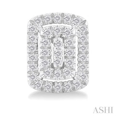 ASHI Emerald Shape Petite Halo Diamond Fashion Earrings 641T7PPTSERWG-OC