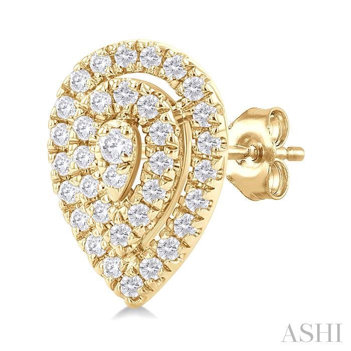 ASHI Pear Shape Petite Halo Diamond Fashion Earrings 641T7PPTSERYG-PR