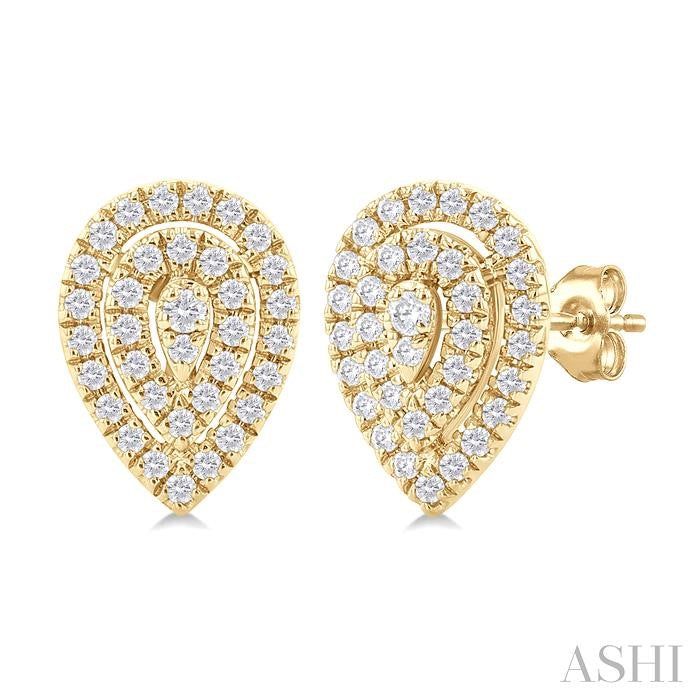 ASHI Pear Shape Petite Halo Diamond Fashion Earrings 641T7PPTSERYG-PR