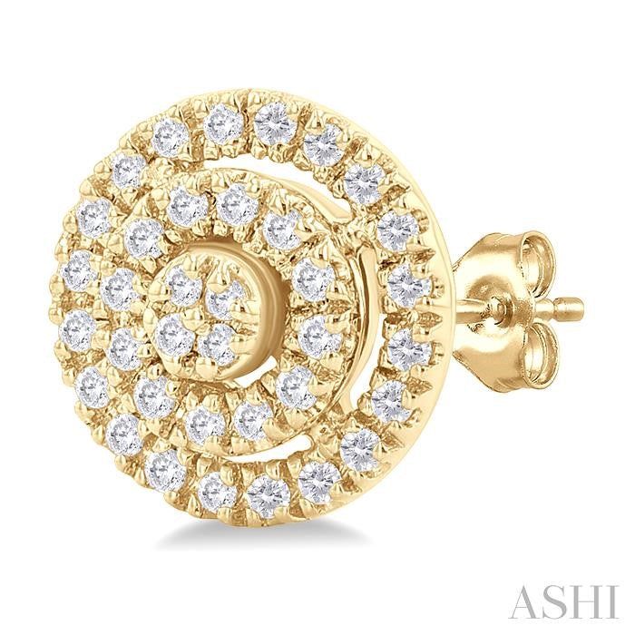 ASHI Round Shape Petite Halo Diamond Fashion Earrings 641T7PPTSERYG-RD