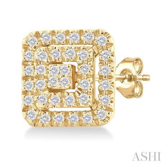 ASHI Princess Shape Petite Halo Diamond Fashion Earrings 641T7PPTSERYG-SQ