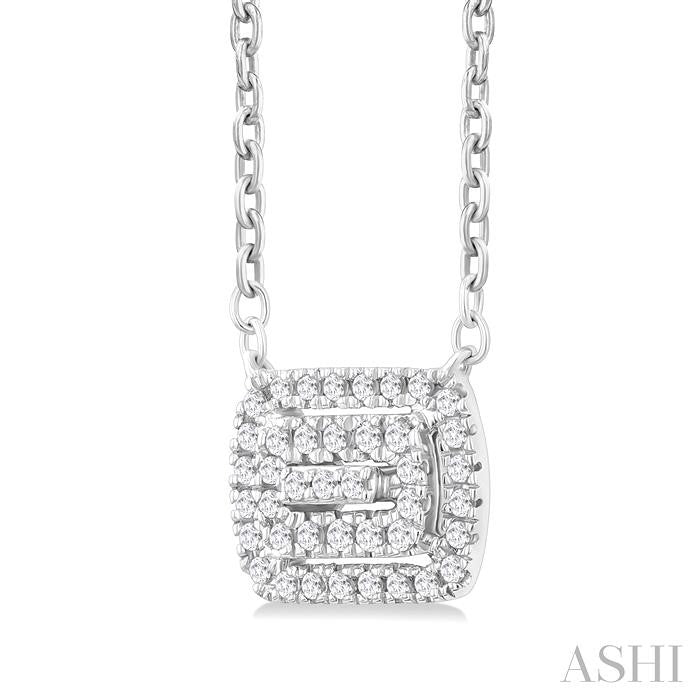 ASHI Emerald Shape Petite Halo Diamond Fashion Pendant 641T8PPTSPDWG-OC