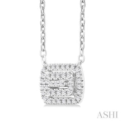 ASHI Emerald Shape Petite Halo Diamond Fashion Pendant 641T8PPTSPDWG-OC
