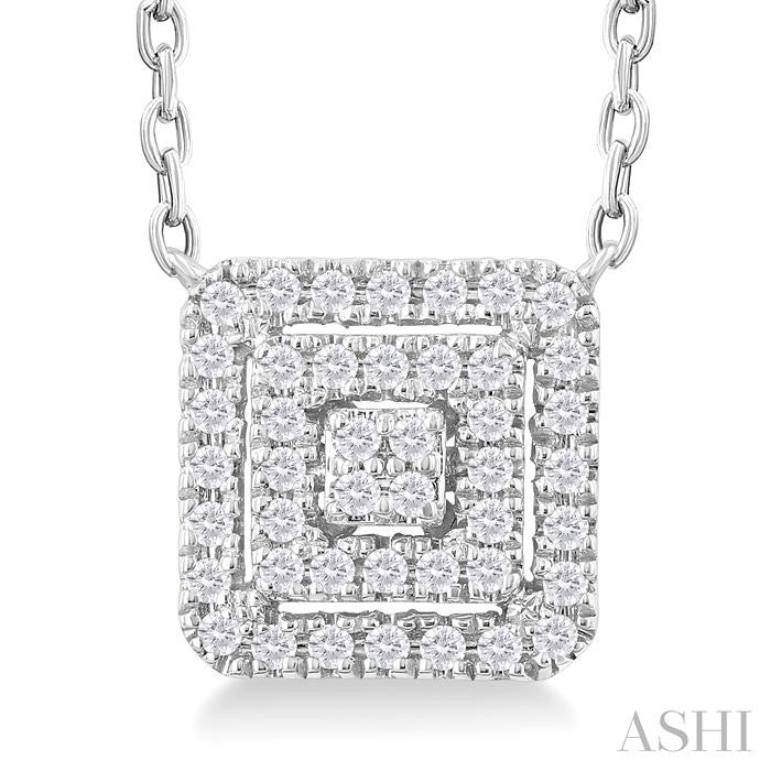 ASHI Princess Shape Petite Halo Diamond Fashion Pendant 641T8PPTSPDWG-SQ