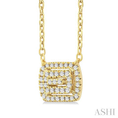 ASHI Emerald Shape Petite Halo Diamond Fashion Pendant 641T8PPTSPDYG-OC