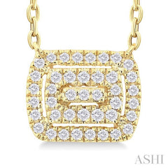 ASHI Emerald Shape Petite Halo Diamond Fashion Pendant 641T8PPTSPDYG-OC