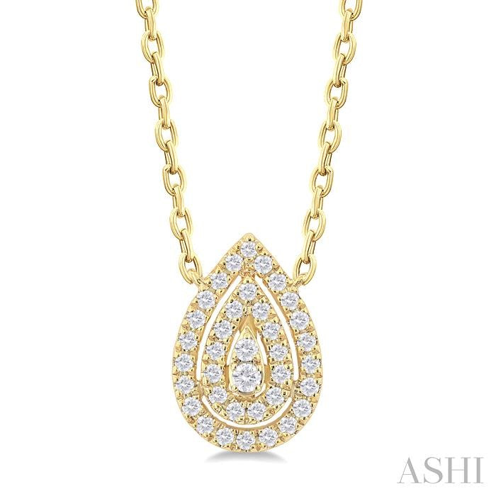 ASHI Pear Shape Petite Halo Diamond Fashion Pendant 641T8PPTSPDYG-PR