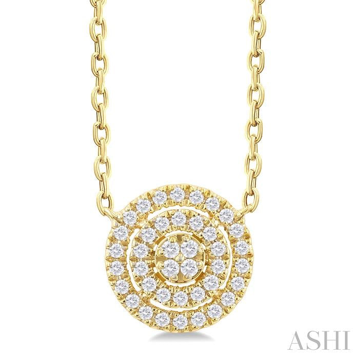 ASHI Round Shape Petite Halo Diamond Fashion Pendant 641T8PPTSPDYG-RD
