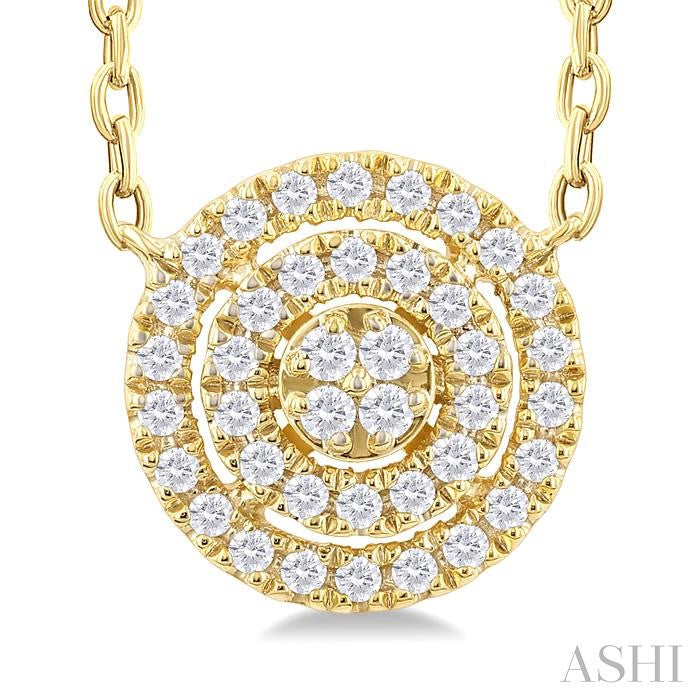 ASHI Round Shape Petite Halo Diamond Fashion Pendant 641T8PPTSPDYG-RD