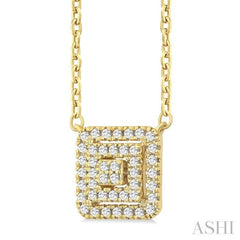 ASHI Princess Shape Petite Halo Diamond Fashion Pendant 641T8PPTSPDYG-SQ