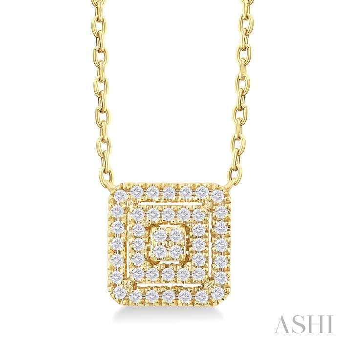 ASHI Princess Shape Petite Halo Diamond Fashion Pendant 641T8PPTSPDYG-SQ
