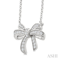 ASHI Bow Petite Diamond Fashion Pendant 641W8PPTSPDWG