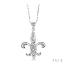 ASHI Silver Fleur De Lis Diamond Pendant 86389PPSSSLPD