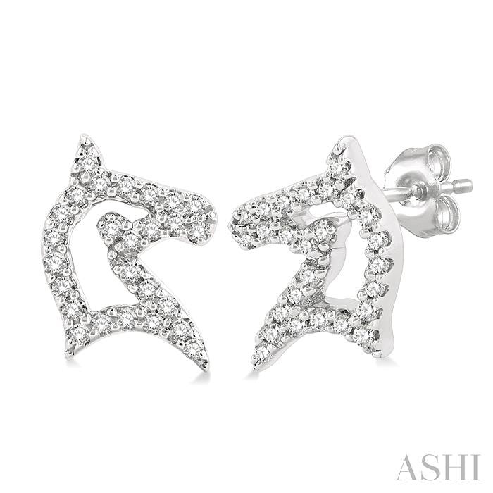 ASHI Horse Petite Diamond Fashion Earrings 642G8PPTSERWG