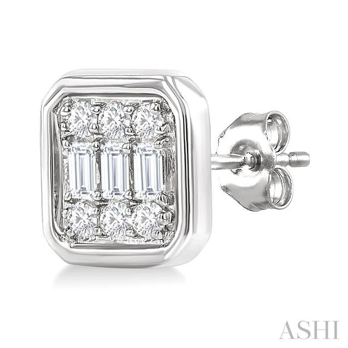 ASHI Emerald Shape Bezel Set Petite Fusion Diamond Fashion Earrings 642T7PPTGERWG-OC