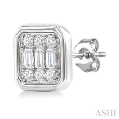 ASHI Emerald Shape Bezel Set Petite Fusion Diamond Fashion Earrings 642T7PPTGERWG-OC