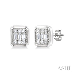 ASHI Emerald Shape Bezel Set Petite Fusion Diamond Fashion Earrings 642T7PPTGERWG-OC