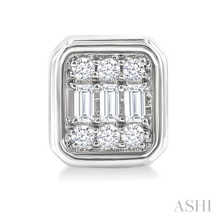 ASHI Emerald Shape Bezel Set Petite Fusion Diamond Fashion Earrings 642T7PPTGERWG-OC