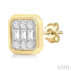 ASHI Emerald Shape Bezel Set Petite Fusion Diamond Fashion Earrings 642T7PPTGERYG-OC