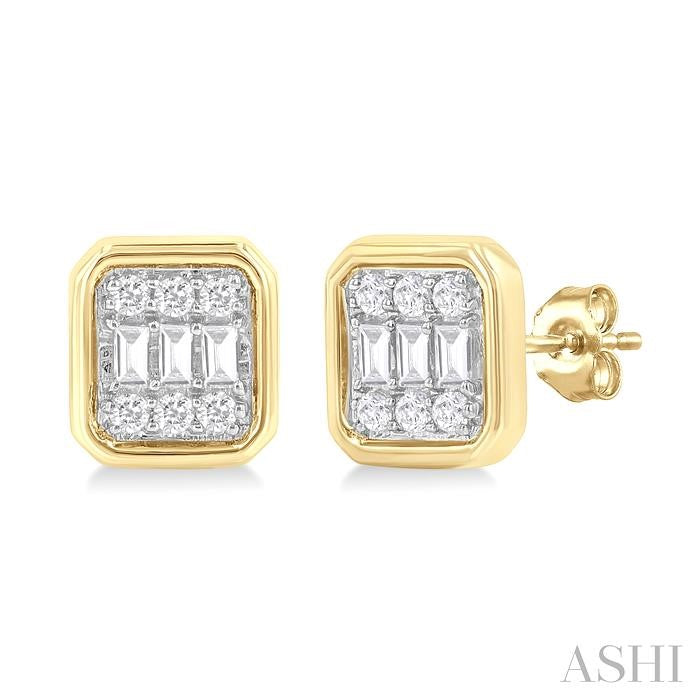 ASHI Emerald Shape Bezel Set Petite Fusion Diamond Fashion Earrings 642T7PPTGERYG-OC